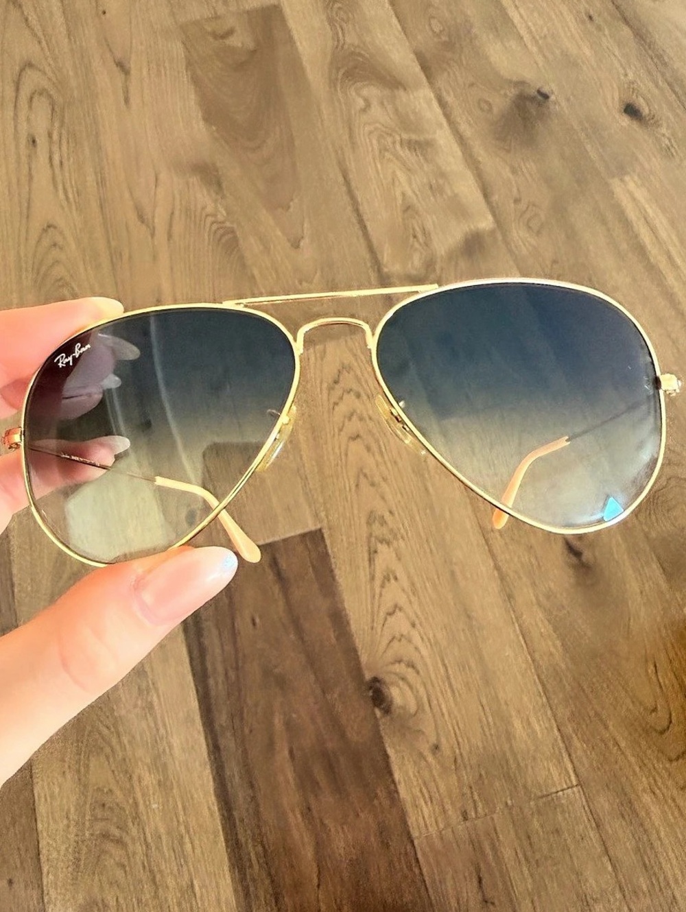 Ray-Ban Aviator Gradient Aviator Sunglasses Gold & Blue